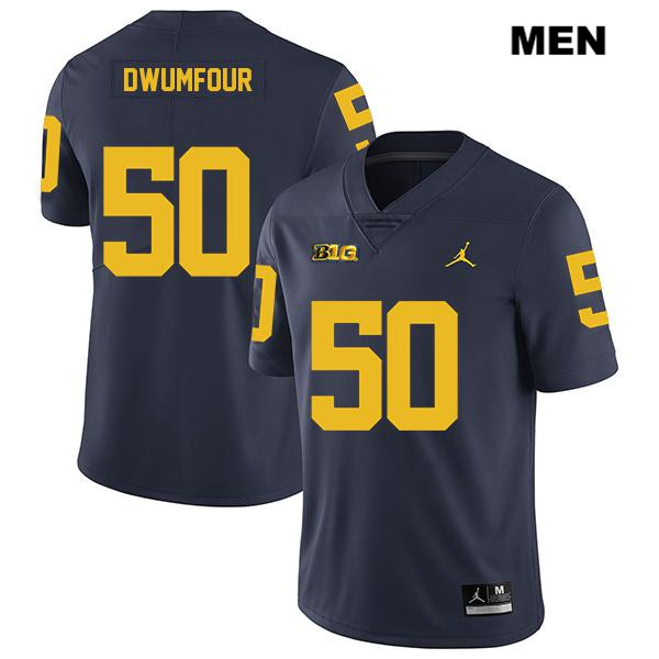 Men's NCAA Michigan Wolverines Michael Dwumfour #50 Navy Jordan Brand Authentic Stitched Legend Football College Jersey NM25Q55MG